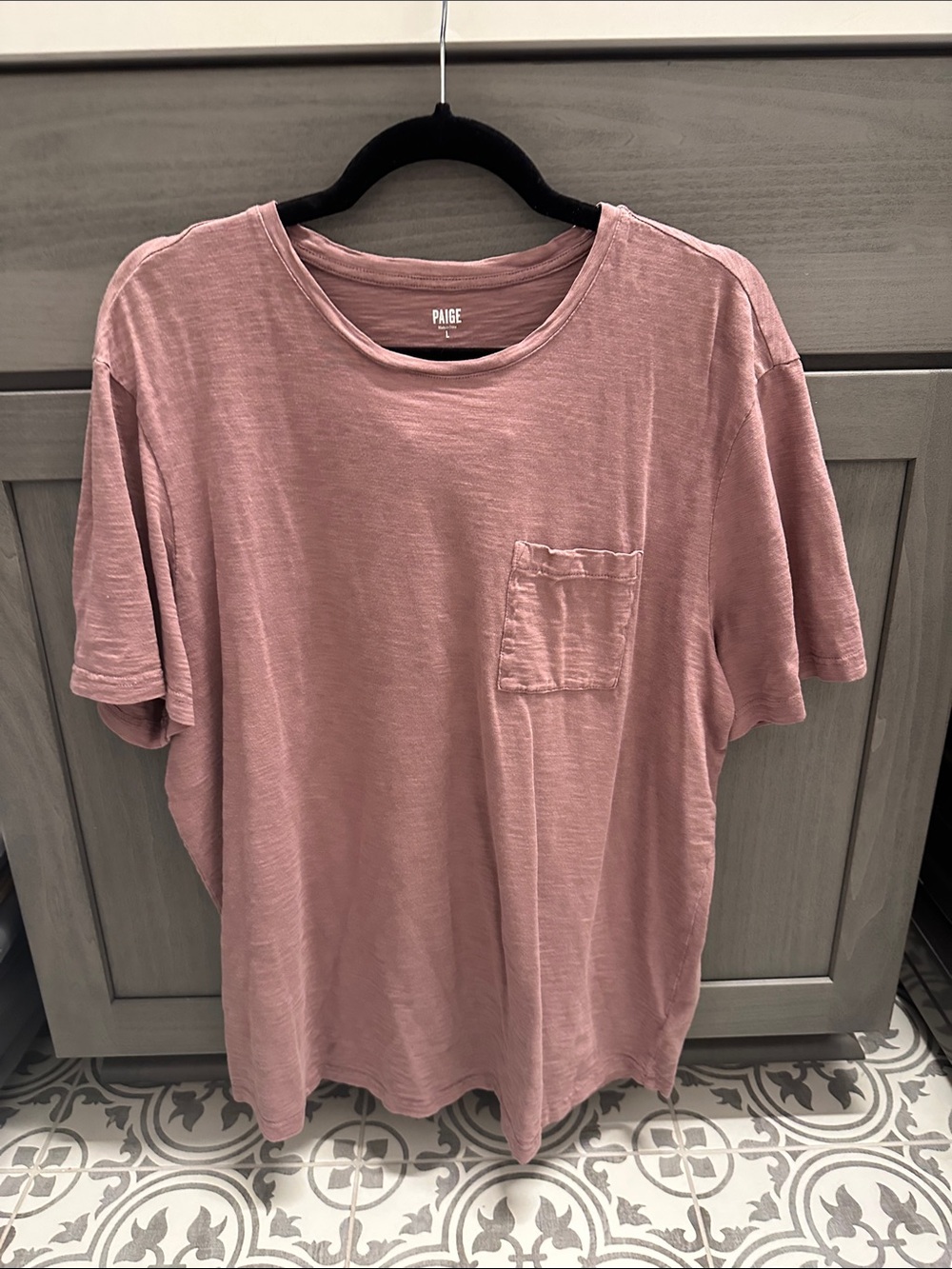 PAIGE Men's Dusty Rose Short Sleeve Pocket Tee